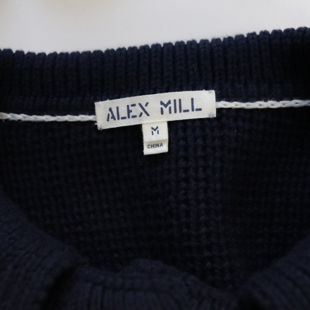 Alex Mill Parker Sweater Jacket Medium Navy Blue Cotton Chunky Knit Cardigan - Picture 7 of 9
